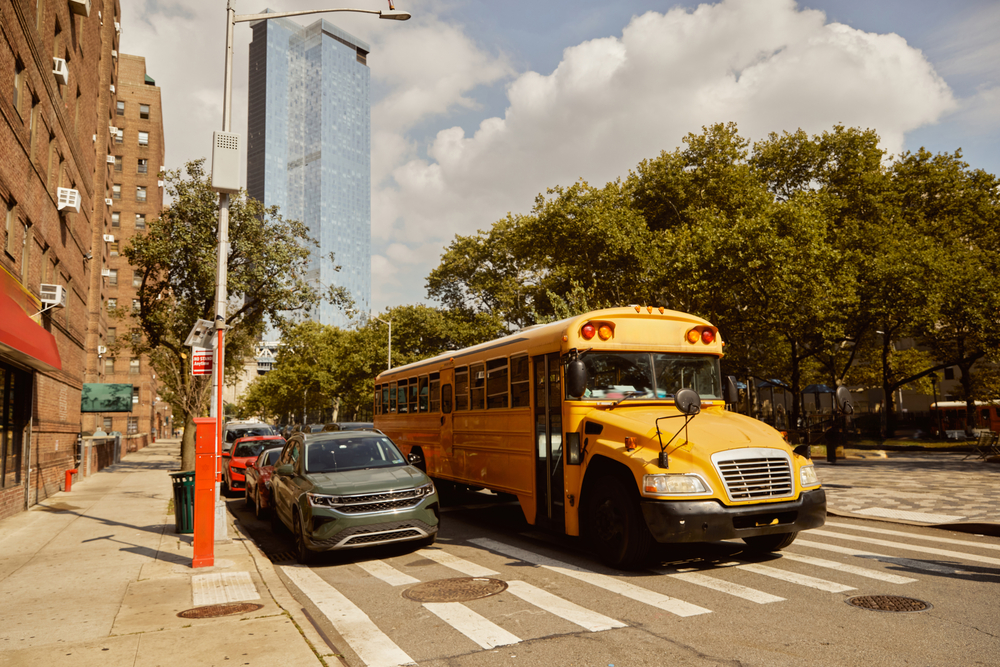 Neighborhood school bus on its route